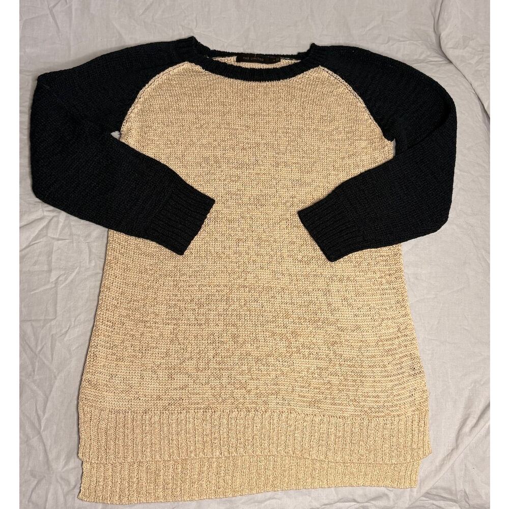VTG The Limited Tan and Black Cotton Blend Light Sweater M